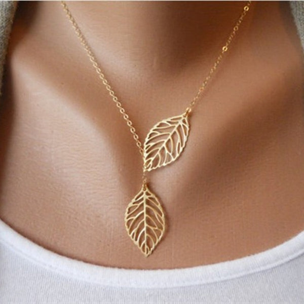 Two Leaves Clavicle Necklace