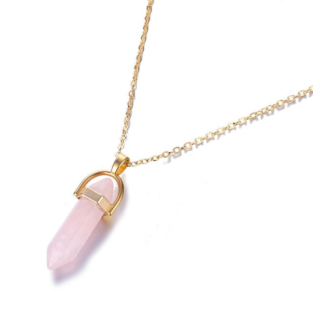 Hexagonal Column Quartz Necklace